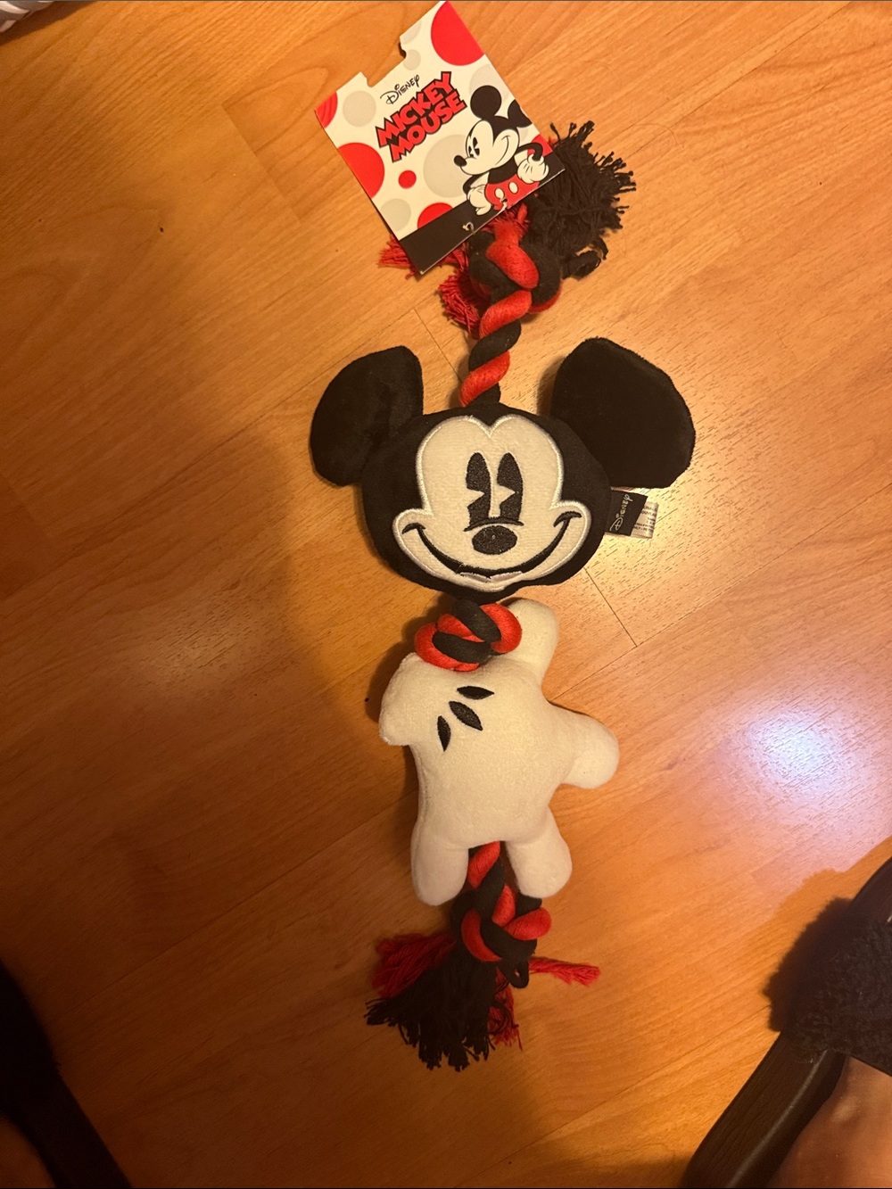Disney Red, Black & White Mickey Mouse Rope Tug Toy BRAND NEW